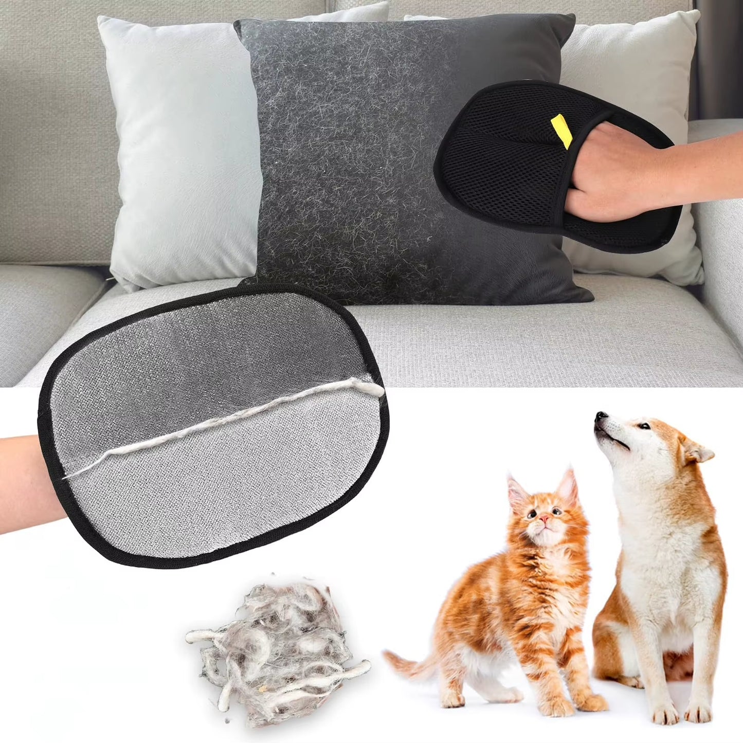 Transform Your Pet's Grooming Routine with Double-Sided Pet Grooming Gloves - Ideal for Cats and Dogs!