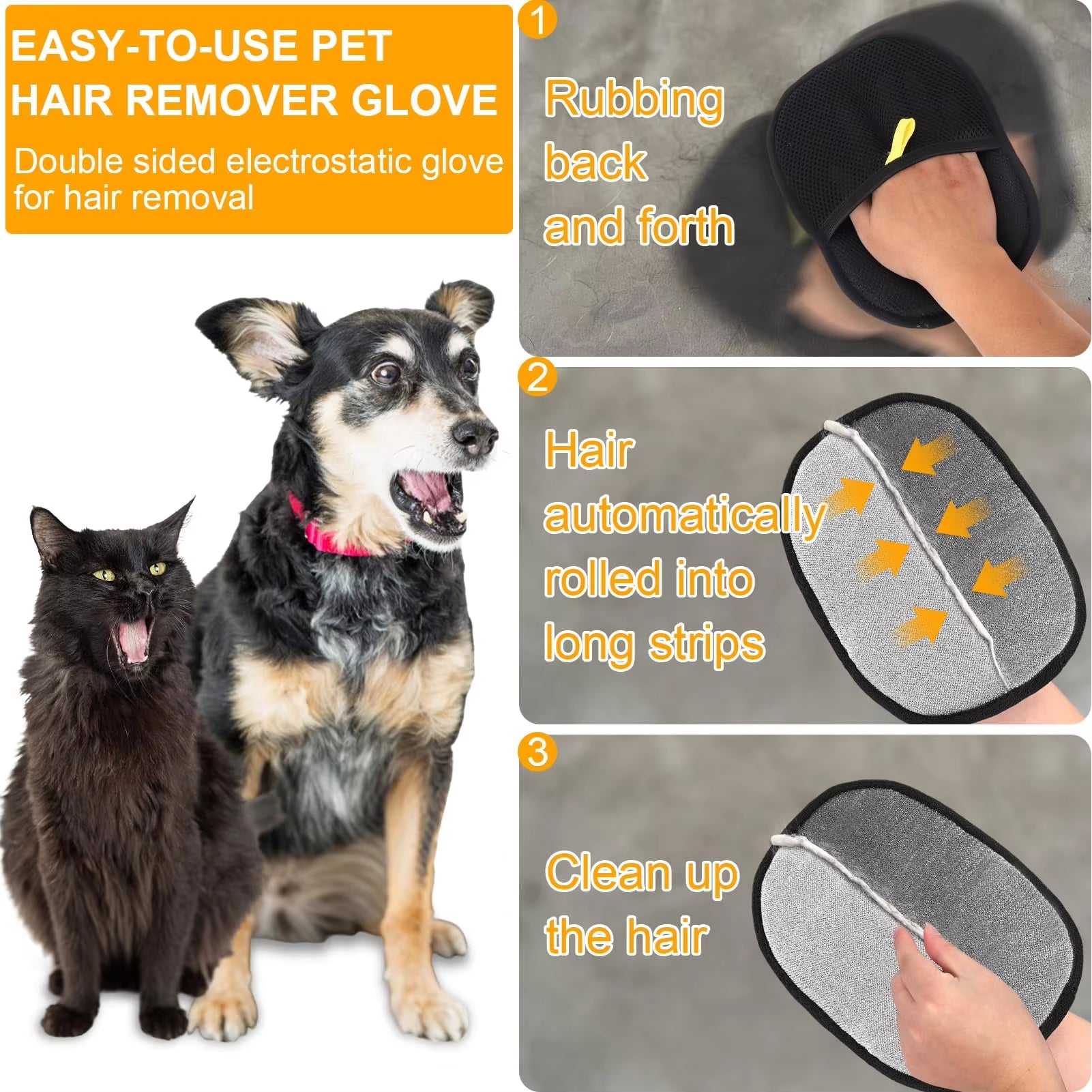 Transform Your Pet's Grooming Routine with Double-Sided Pet Grooming Gloves - Ideal for Cats and Dogs!