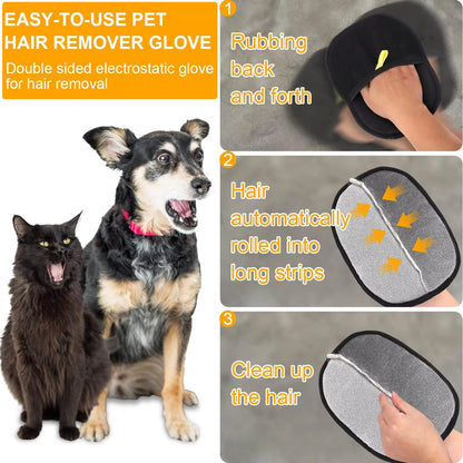 Transform Your Pet's Grooming Routine with Double-Sided Pet Grooming Gloves - Ideal for Cats and Dogs!